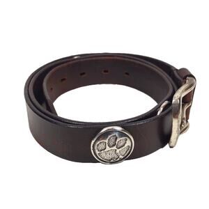 Zep-Pro Men's Clemson Tiger Paw Concho Belt Silver Buckle 40 Brown Leather NCAA